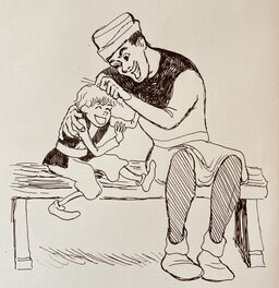 Pavel Bart - Frères jouant - Illustration originale