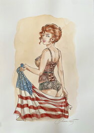 Paul Salomone - Margot au drapeau - Illustration originale