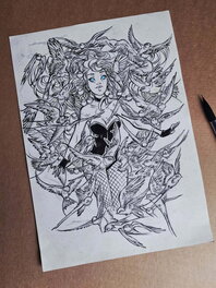 Ood Serrière - "Black Canary" Illustration NB encrée sur papier A4 - Original Illustration