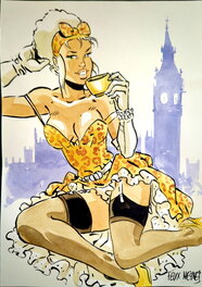 Félix Meynet - Mirabelle à Londres - Illustration originale