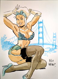 Félix Meynet - Mirabelle à New York - Illustration originale