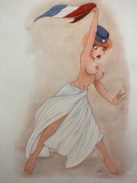 Sabrina Ringenbach - Sabrina Ringenbach, hommage à François Walthéry, illustration originale, "Natacha guidant le Peuple". - Illustration originale