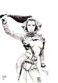 Thib - Space girl 2 - Illustration originale