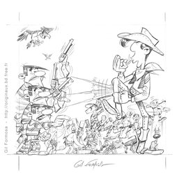 Gil Formosa - Lucky LUKE - La Ballade des Dalton -Crayonné - Comic Strip