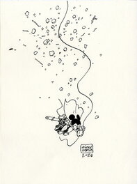 Thierry Martin - Mickey se jette dans le vide - Illustration originale