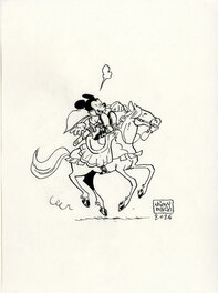 Thierry Martin - Mickey sur sa monture - Illustration originale