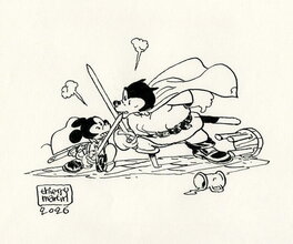 Thierry Martin - Mickey et les mille Pat - Illustration Originale "Mickey face à Pat" - Illustration originale