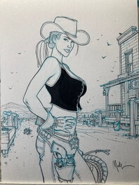 Nicolas Malfin - Cow girl 3 - Illustration originale