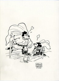 Thierry Martin - Mickey et Pat face à face - Illustration originale