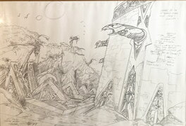 Philippe Druillet - Excalibur "Les douves du château d'Arthur" - Original Illustration