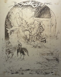 n/a - Beim Baden, Illustration pour un conte, circa 1880 - Illustration originale