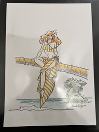 Henk Kuijpers - Originele tekening van Franka op het strand - Comic Strip
