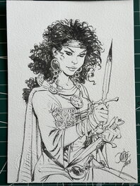 Giulio De Vita - Portrait de Kriss de Valnor avec deux dagues - Illustration originale