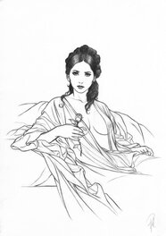 Laurent Paturaud - Juliette à la rose - Original Illustration
