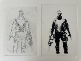 Tim Bradstreet - Planche Originale +rough Punisher : Warzone Movie teaser Poster-2008 - Original Cover