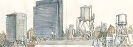 Nicolas De Crécy - Illustration originale Tokyo, tours de Harajuku, 4 novembre - Illustration originale