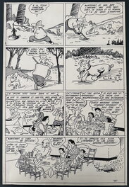Fraga - Planche Originale La Famille Grassalard - Triky est un petit chien importun - 1945 - Comic Strip