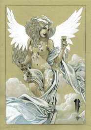 Philippe Bringel - Fille tatouée - l'ange des vignes - Illustration originale