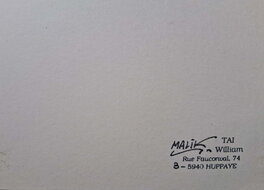 Back of drawing signed + former adress Malik