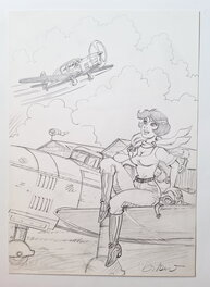 Bruno Di Sano - L’aviatrice - Illustration originale