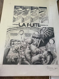 Marc Moreno - La Fuite deux grandes planches - Planche originale