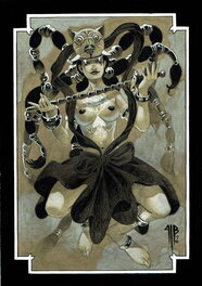 Philippe Bringel - Fille tatouée - le signe du chien - Illustration originale