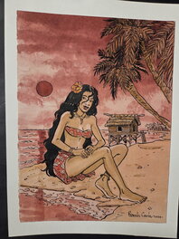 Francis Carin - Illustration originale couleur aquarelle - Illustration originale