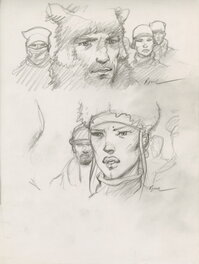 Enki Bilal - Dessin original préparatoire pour deux cases de BUG - Planche originale