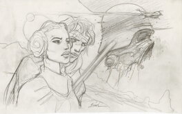 Enki Bilal - Dessin original préparatoire pour une illustration reproduite dans l’artbook Star Wars : Vision - Illustration originale