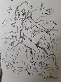 François Walthéry - Natacha sur un rocher - Comic Strip