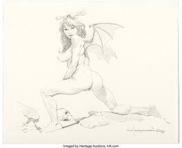 Mike Hoffman - Illustration originale de la fille démon ailée (2005) - Planche originale