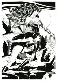 Philippe Bringel - Wonder Woman et Vampirella - Illustration originale