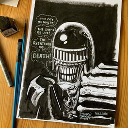 Stewart Kenneth Moore - Judge Death ink sketch - Planche originale