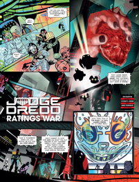 Judge Dredd RATINGS WAR page 1 featuring Lauren Order. JD MEG 458 Judge Dredd RATINGS WAR page 1 featuring Lauren Order. JD MEG 458