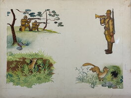 Seiichi Akaski - La Belette – Illustration pour Kodomo no Kuni - Illustration originale
