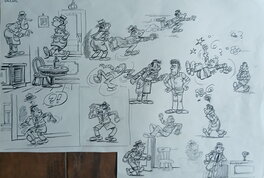 Caryl Strzelecki - Croquis / études pour la série Sammy (Les gorilles) - Œuvre originale