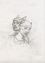 Enki Bilal - Transhumans 2, dessin préparatoire - Original Illustration
