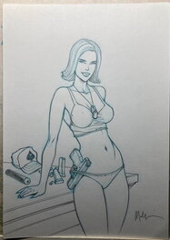 Nicolas Malfin - Pin up mortelle - Illustration originale