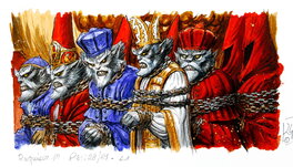 Olivier Ledroit - Case 1 des planches 27,28 et 29 de Requiem tome 12 - Original Illustration