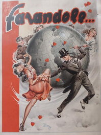 Almay - Alvaro Mairani ( Almay ) Couverture Originale La Farandole Pin up Mappemonde danse ..., Magazine Revue De Leo Atelier Chott 195? - Original Cover