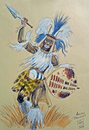 Georges Ramaïoli - Guerrier zoulou - Original Illustration
