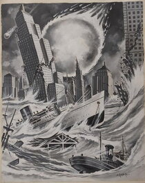 Nevio Zeccara - Zeccara Nevio ( Atelier Chott ) illustration Comete Catastrophe  ... ,sublime Dessin planche originale gouache - Original Illustration
