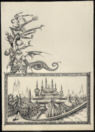 Philippe Druillet - Philippe DRUILLET – Planche originale du portfolio de La saga d’Elric le Nécromancien – P 35 - Planche originale