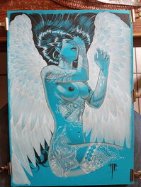 Philippe Bringel - Fille tatouée - entre les ailes - Original Illustration