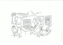 Kunio Ayata - Nikkei Telecom | Corporate cartoon | - Illustration originale