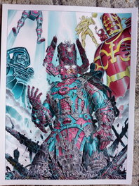 Giorgio Comolo - Galactus vs celestials / giorgio comolo - Illustration originale
