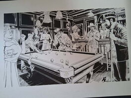 Riccardo Latina - Billiard with famous comic characters - Illustration originale