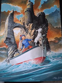 Aleksa Gajic - Tintin - L'ile noire hommage - Illustration originale