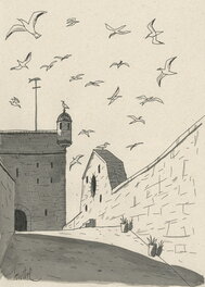Loustal - La citadelle à Essaouira - Illustration originale