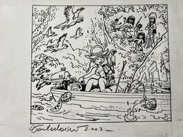 Marc Wasterlain - Sarah Spits -originele tekening - Planche originale